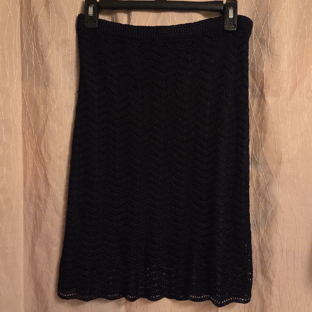 Alfani Black Crochet A-Line Skirt